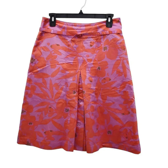 Express Women's Vintage Coral Purple Silk Blend Funky Retro Belted‎ Kilt Skirt 2 - Picture 1 of 6